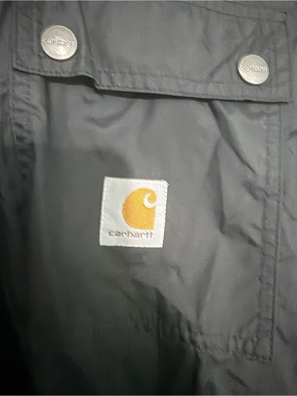 Carhartt Kids Black Raincoat with Gold Logo Patch